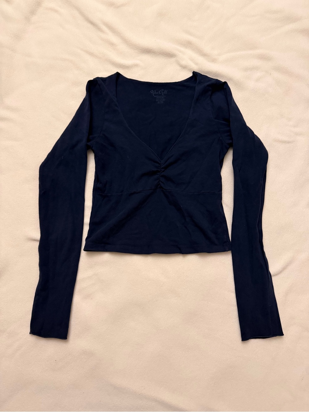 Brandy Melville Navy Long-Sleeve V-Neck Twist Front Top